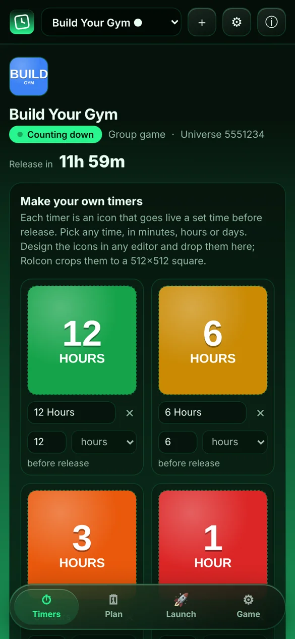 RoIcon on Android: timers
